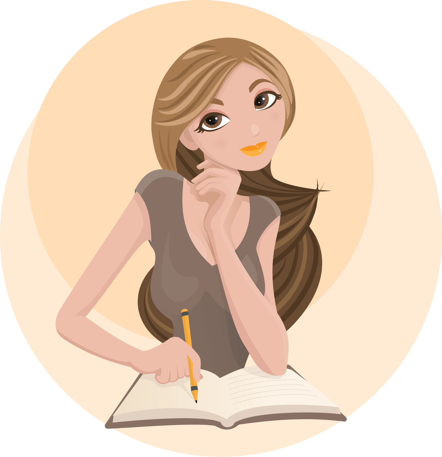 Illustration of woman journaling